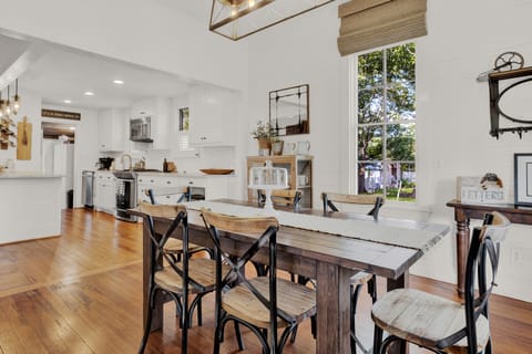 Walk in front door to an open dining/living/kitchen area