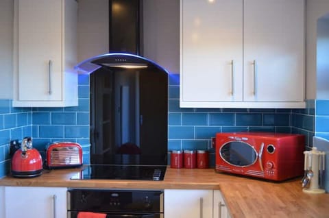 Fridge, microwave, oven, electric kettle