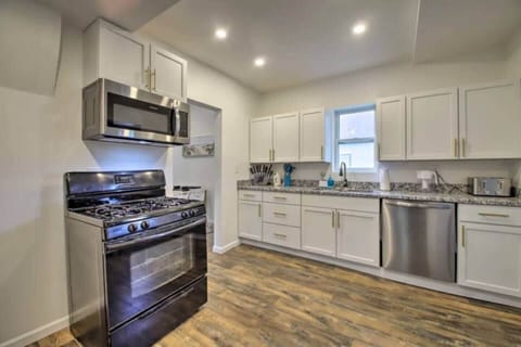 Kitchen Area with stainless steel Appliances| Microwave || Cooking Range |