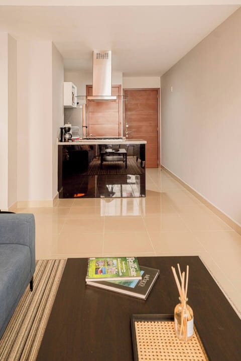 View of the kitchen and main door 