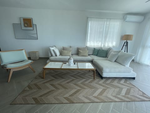 Living room with sofa in L and TV / Sala con sofa en L y Tv