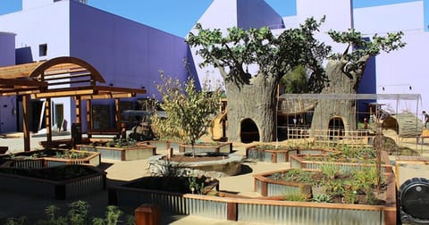 Wander through creative outdoor spaces and enjoy fresh-air breaks.