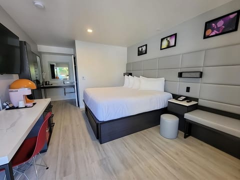 Settle in with a roomy layout, desk space, and comfort.