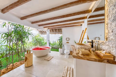 Bathtub, hair dryer, towels