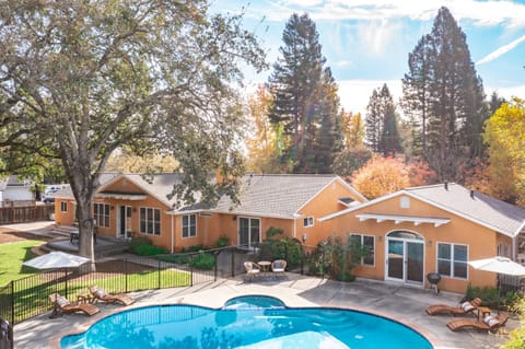 Backyard w/pool and spa