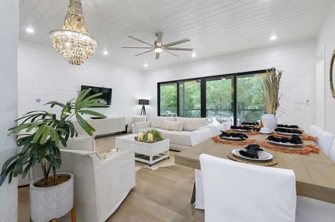 Dining area and living room