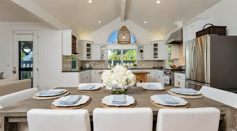 Large dining table for 8 with more seating on the island 
