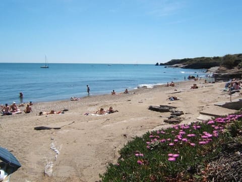 Beach nearby, sun loungers