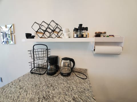 Coffee,cream,sugar,salt,pepper, water kettle, Coffee machine,