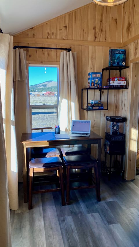 Game room stocked with fun family games, or use this as a workstation.