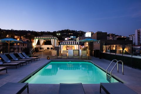 A rooftop pool