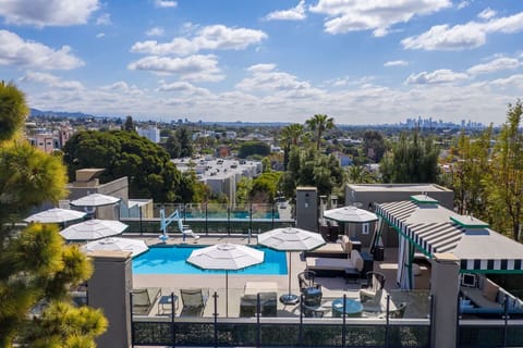 A rooftop pool