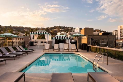 A rooftop pool