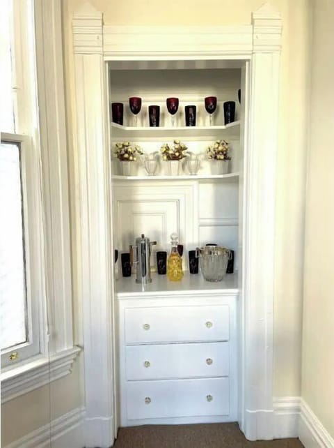 This built-in Victorian credenza has been dressed up to add historic flavor