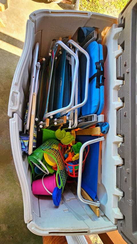 Beach chairs and kids toys