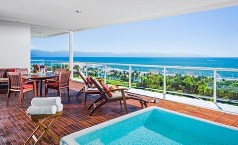 Your balcony with seating and pool