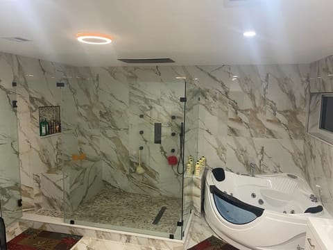 Shower, jetted tub