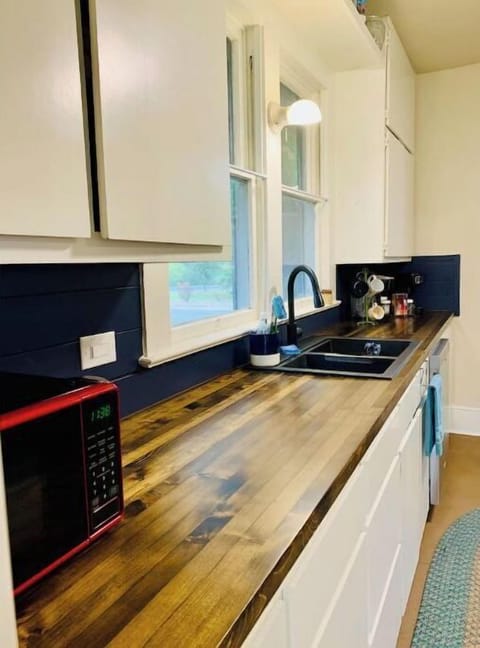 Nearly a 14' countertop matches the peninsula.