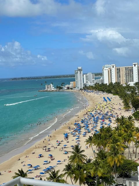 On the beach, sun loungers, beach towels