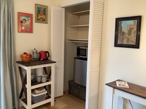 Simple food prep, bins for used articles, and shelves for your needs.....