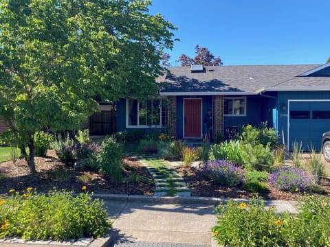 Front of house located in quiet neighborhood, blocks from the river paths