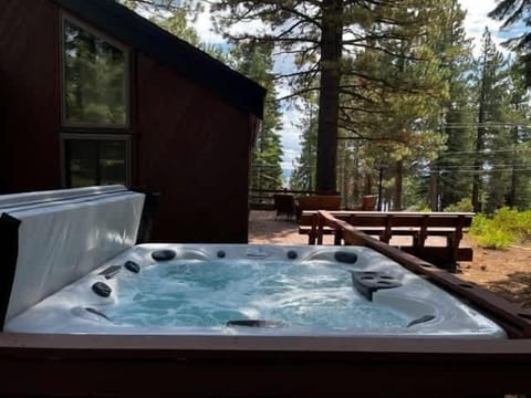 Private hot tub on the back deck. 