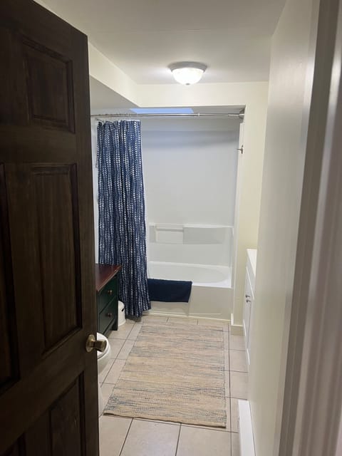 Combined shower/tub, towels