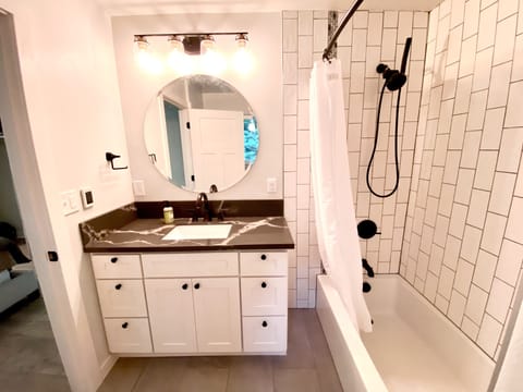 Nice updated bathroom with tile, heated floors