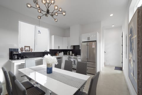 View of the kitchen from dining table
