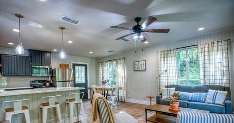 Bs Bunkhouse Kitchen, Living Room, and Dining Area