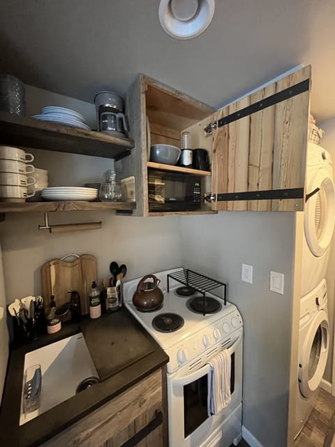 Microwave in cabinet