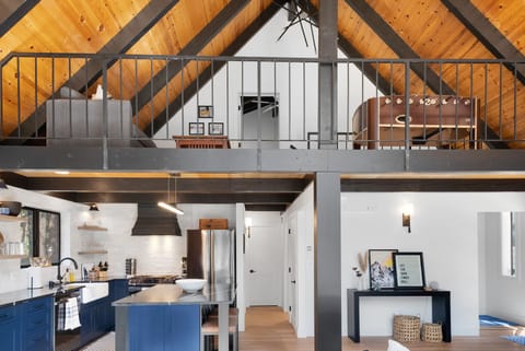 Open loft for fun with the foosball table and space for games.