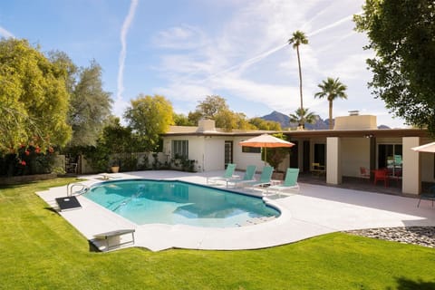 Outdoor pool, sun loungers