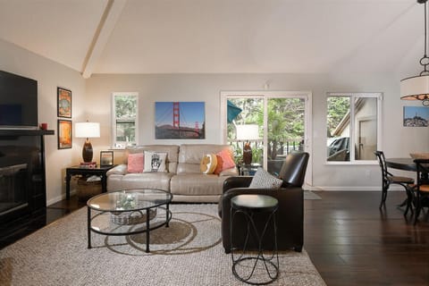 like a treehouse! bright and open living space with view of the trees