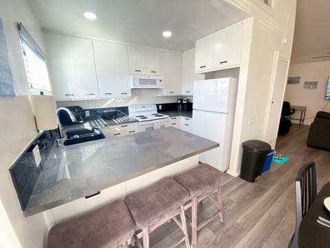 Newly remodeled kitchen with air fryer, toaster and multi-brew coffee maker
