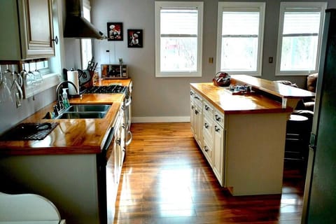 Kitchen with Maple Tap counters.