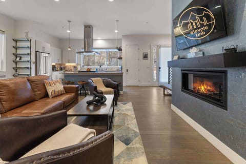 The kitchen opens to the living room.