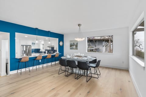 Enough seating for 12 at the table and along the bar