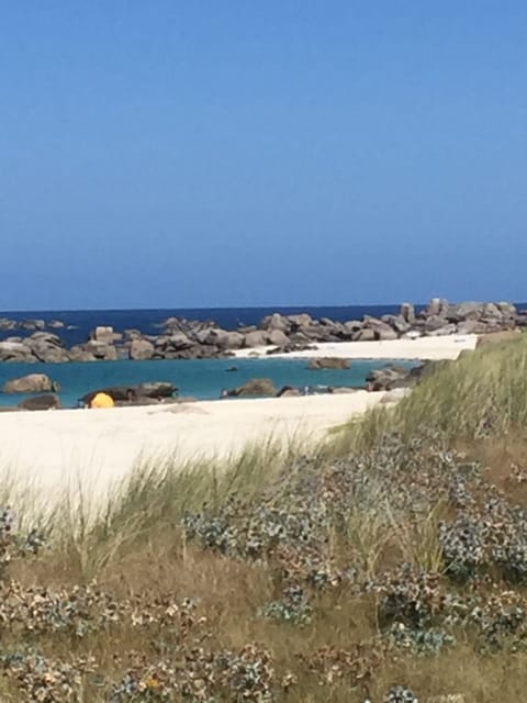 On the beach, sun loungers