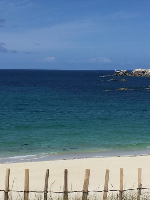 On the beach, sun loungers