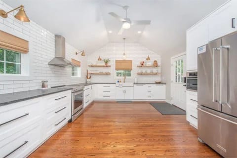 Fully stocked kitchen. Crockpot, blender, toaster, baking dishes, cookie trays, hand mixer, griddle and so much more! 