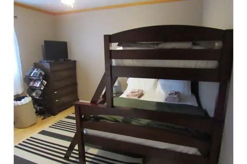 Bedroom 2, bunkbeds. Twin bed over Full bed. TV, DVD player. Towels in dresser. 