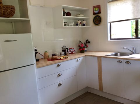 Fridge, oven, stovetop, electric kettle