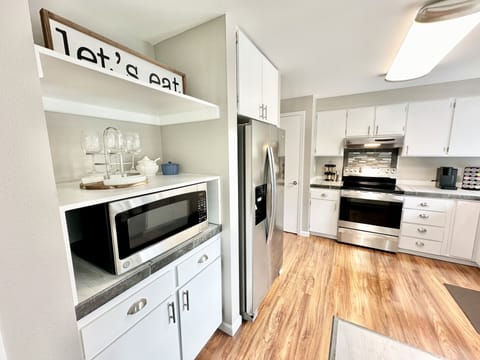 Large and fully equipped kitchen with loads of counter and cupboard space.  