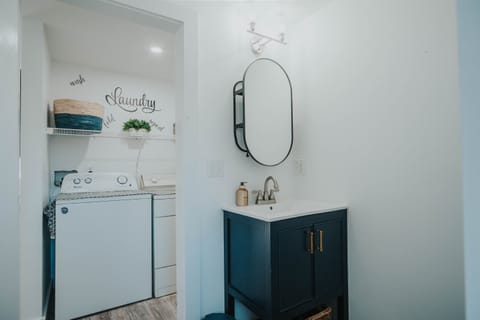 Combined shower/tub, hair dryer