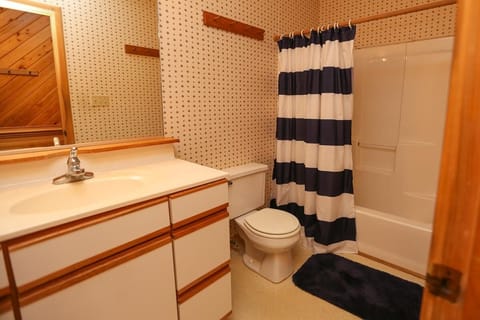 Combined shower/tub, towels