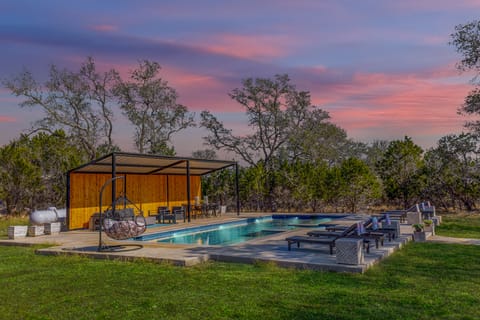 The zen outdoor space is the perfect spot to unwind and enjoy beautiful Texas skies