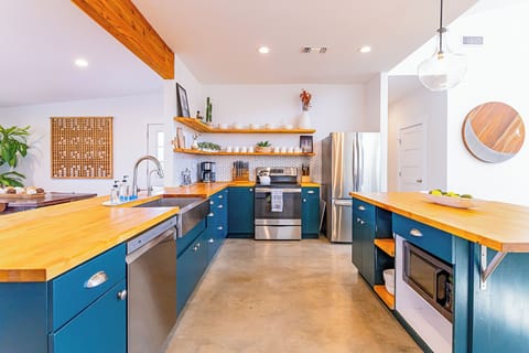 The gorgeous kitchen is a chef's dream!