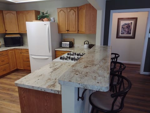 Bar seating to keep the chef company while cooking