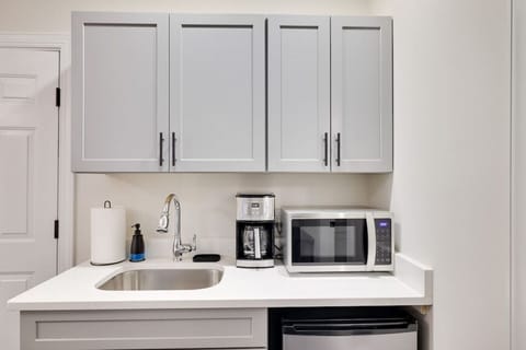 Mini-fridge, microwave, dishwasher, coffee/tea maker